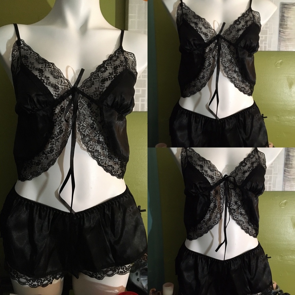 Black Silky short and top set